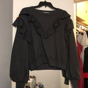 NEVER WORN grey ruffle sweater